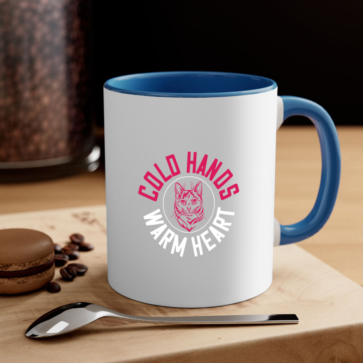 Cold hands warm heart Style 42# Mug with colorful handle and glossy finish, available in multiple colors and sizes.