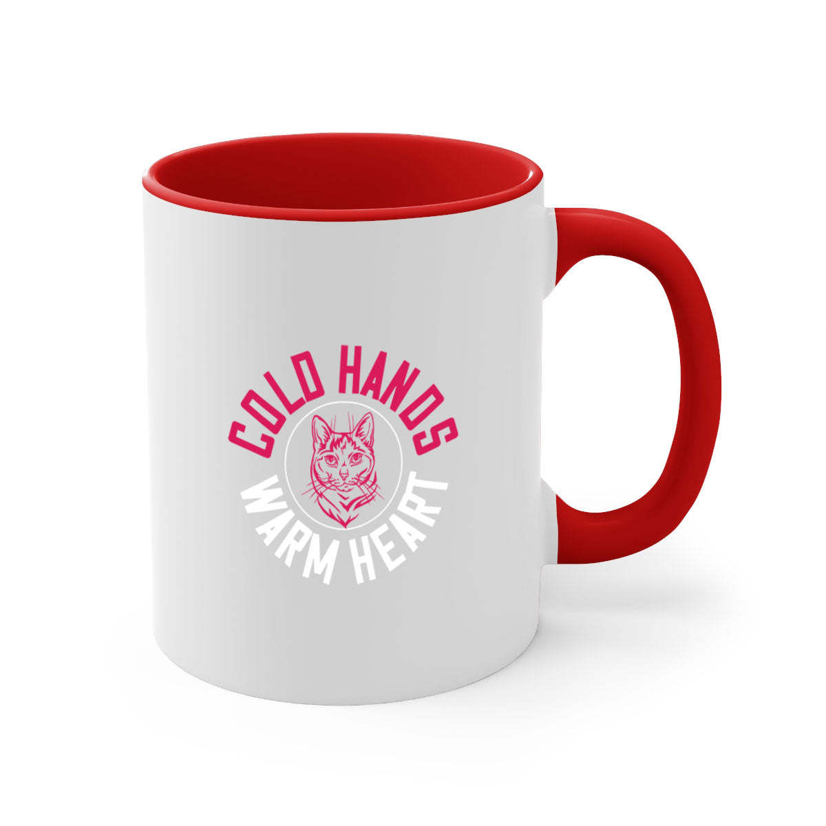 Cold hands warm heart Style 42# Mug with colorful handle and glossy finish, available in multiple colors and sizes.