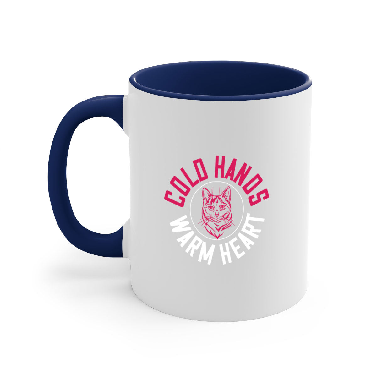 Cold hands warm heart Style 42# Mug with colorful handle and glossy finish, available in multiple colors and sizes.