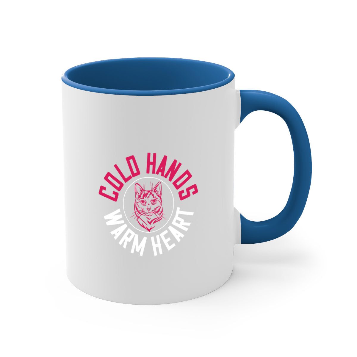 Cold hands warm heart Style 42# Mug with colorful handle and glossy finish, available in multiple colors and sizes.