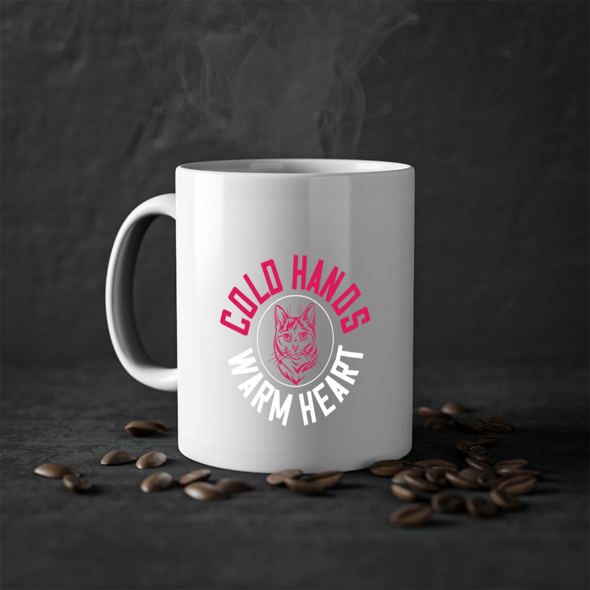 Cold hands warm heart Style 42# Mug with colorful handle and glossy finish, available in multiple colors and sizes.