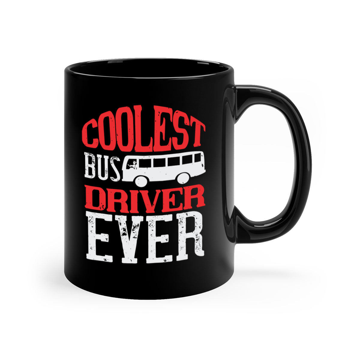 Coolest bus driver ever mug with colorful handle and glossy finish, available in multiple colors and sizes.