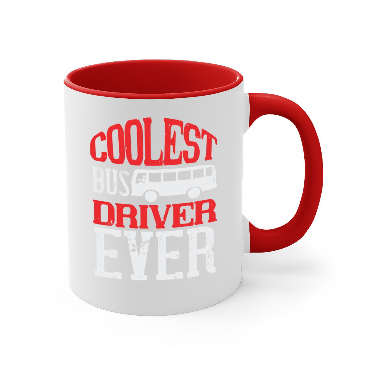 Coolest bus driver ever mug with colorful handle and glossy finish, available in multiple colors and sizes.