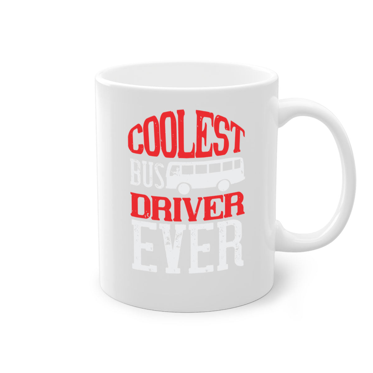 Coolest bus driver ever mug with colorful handle and glossy finish, available in multiple colors and sizes.