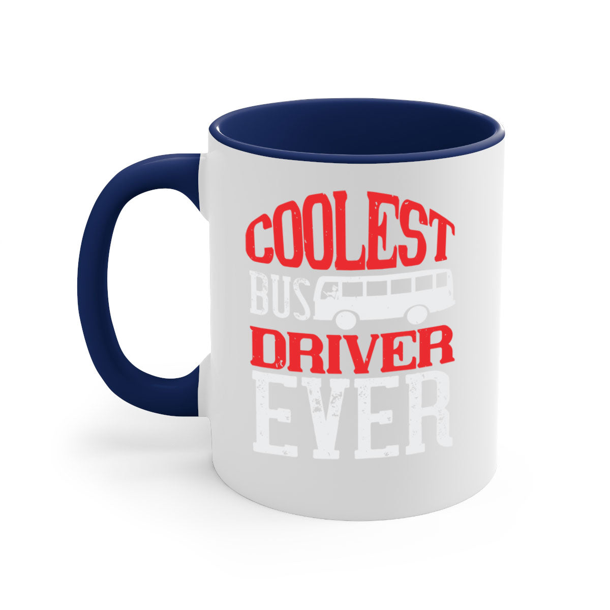 Coolest bus driver ever mug with colorful handle and glossy finish, available in multiple colors and sizes.