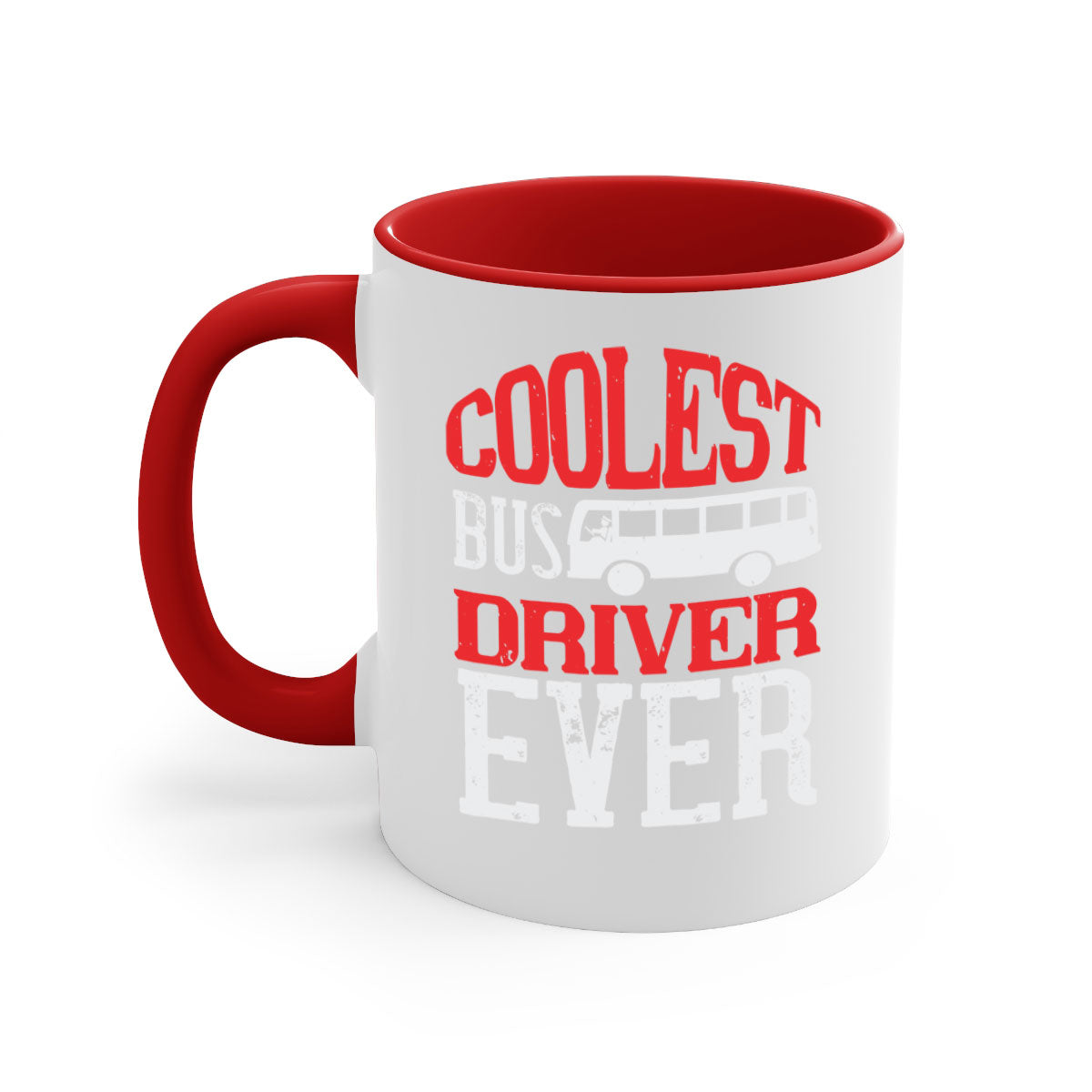 Coolest bus driver ever mug with colorful handle and glossy finish, available in multiple colors and sizes.
