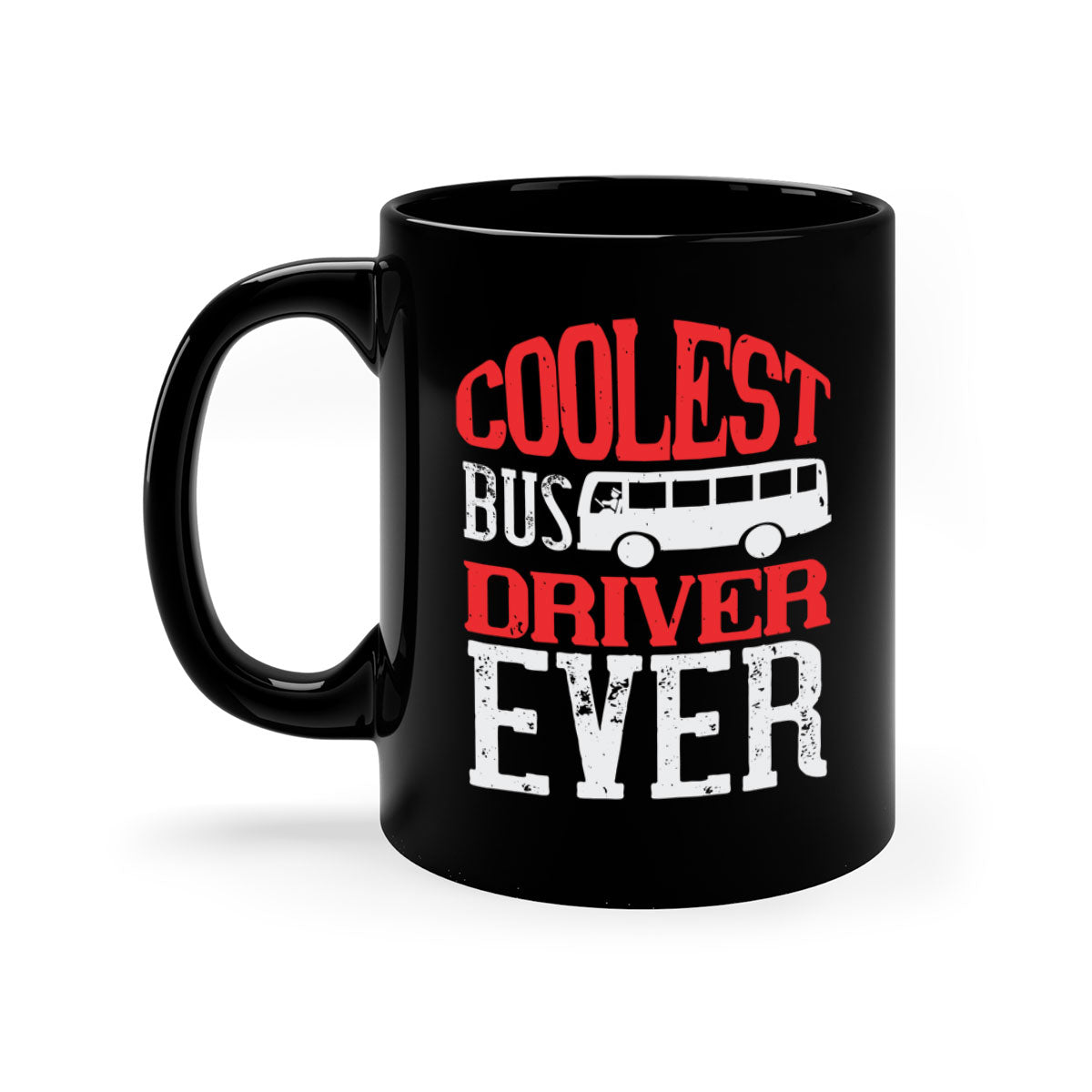 Coolest bus driver ever mug with colorful handle and glossy finish, available in multiple colors and sizes.