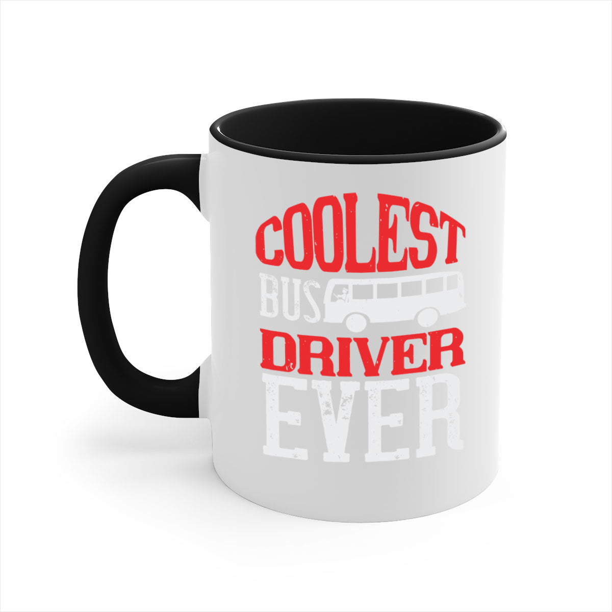 Coolest bus driver ever mug with colorful handle and glossy finish, available in multiple colors and sizes.