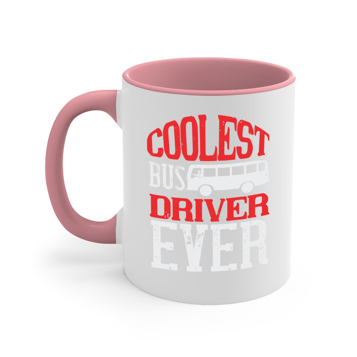 Coolest bus driver ever mug with colorful handle and glossy finish, available in multiple colors and sizes.