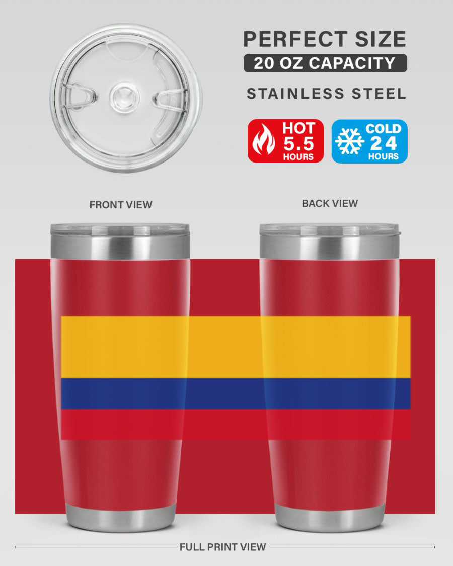 Colombia 161# Tumbler showcasing vibrant colors and double wall vacuum insulation, perfect for hot and cold beverages.