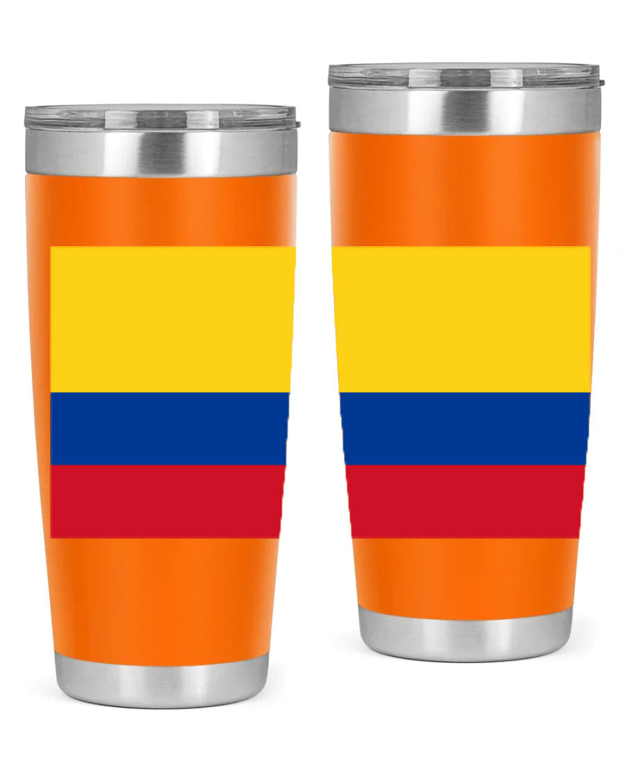 Colombia 161# Tumbler showcasing vibrant colors and double wall vacuum insulation, perfect for hot and cold beverages.