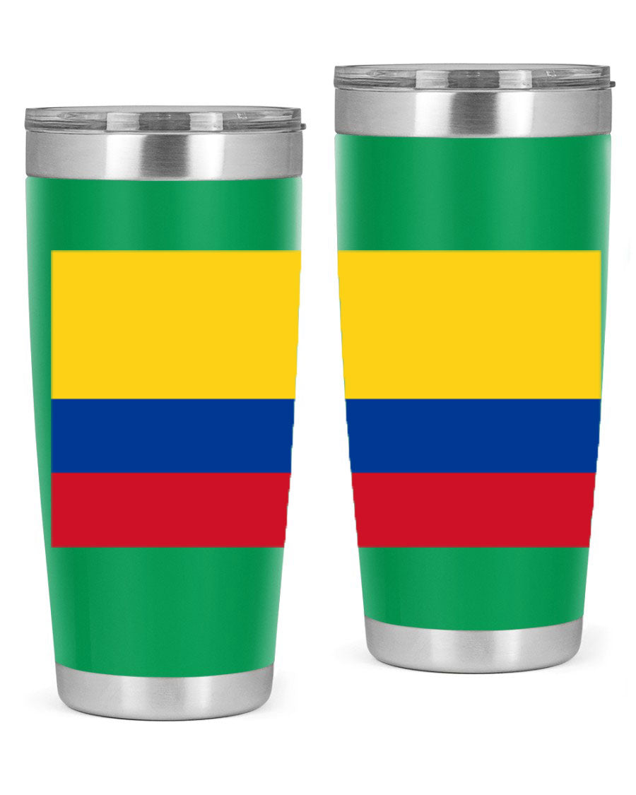 Colombia 161# Tumbler showcasing vibrant colors and double wall vacuum insulation, perfect for hot and cold beverages.