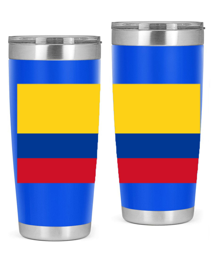 Colombia 161# Tumbler showcasing vibrant colors and double wall vacuum insulation, perfect for hot and cold beverages.