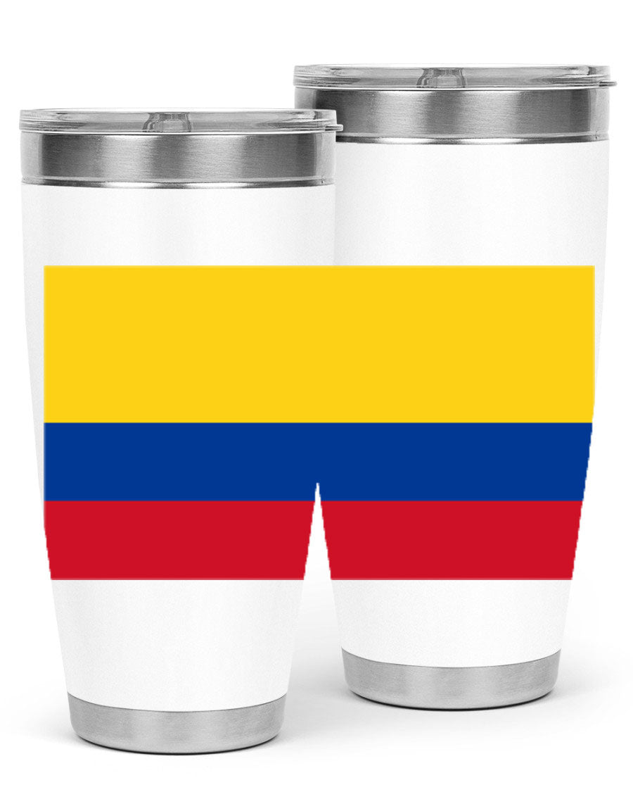 Colombia 161# Tumbler showcasing vibrant colors and double wall vacuum insulation, perfect for hot and cold beverages.