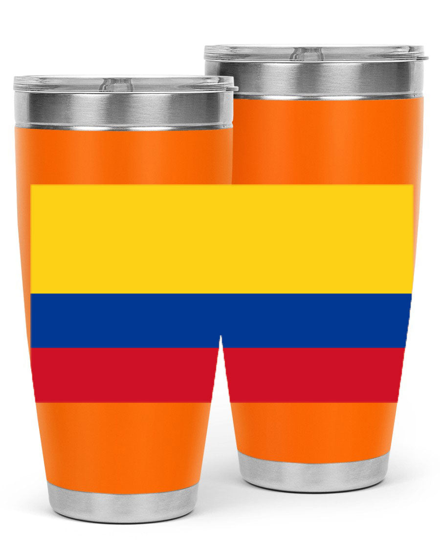Colombia 161# Tumbler showcasing vibrant colors and double wall vacuum insulation, perfect for hot and cold beverages.