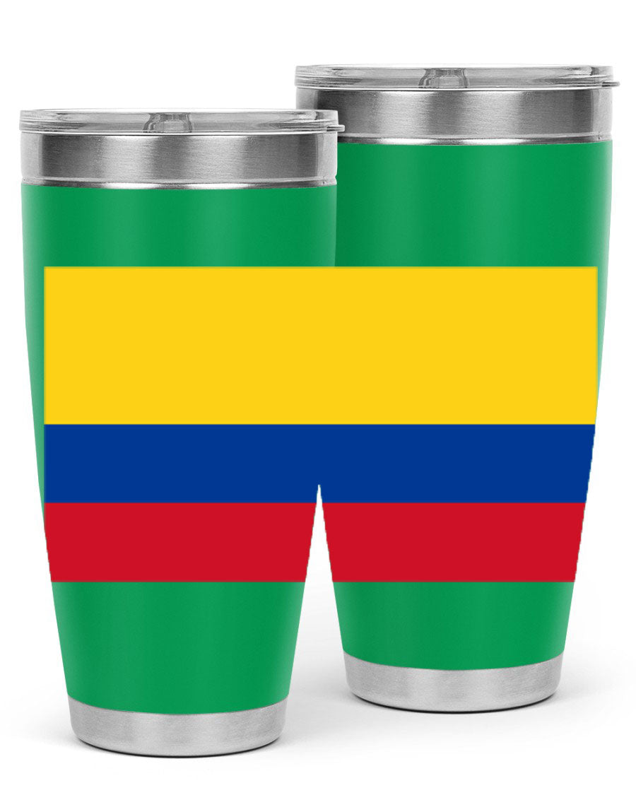 Colombia 161# Tumbler showcasing vibrant colors and double wall vacuum insulation, perfect for hot and cold beverages.