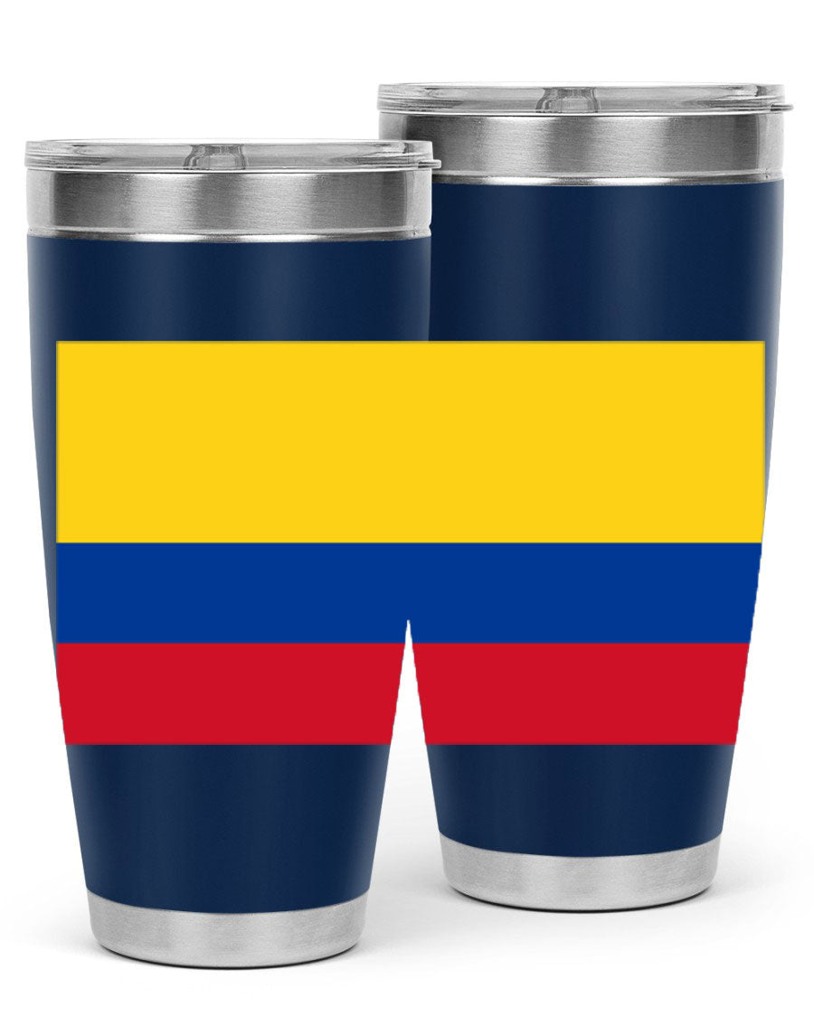 Colombia 161# Tumbler showcasing vibrant colors and double wall vacuum insulation, perfect for hot and cold beverages.