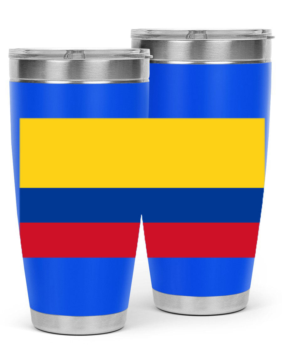 Colombia 161# Tumbler showcasing vibrant colors and double wall vacuum insulation, perfect for hot and cold beverages.