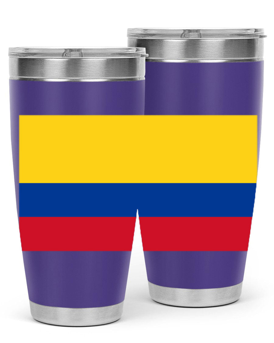 Colombia 161# Tumbler showcasing vibrant colors and double wall vacuum insulation, perfect for hot and cold beverages.
