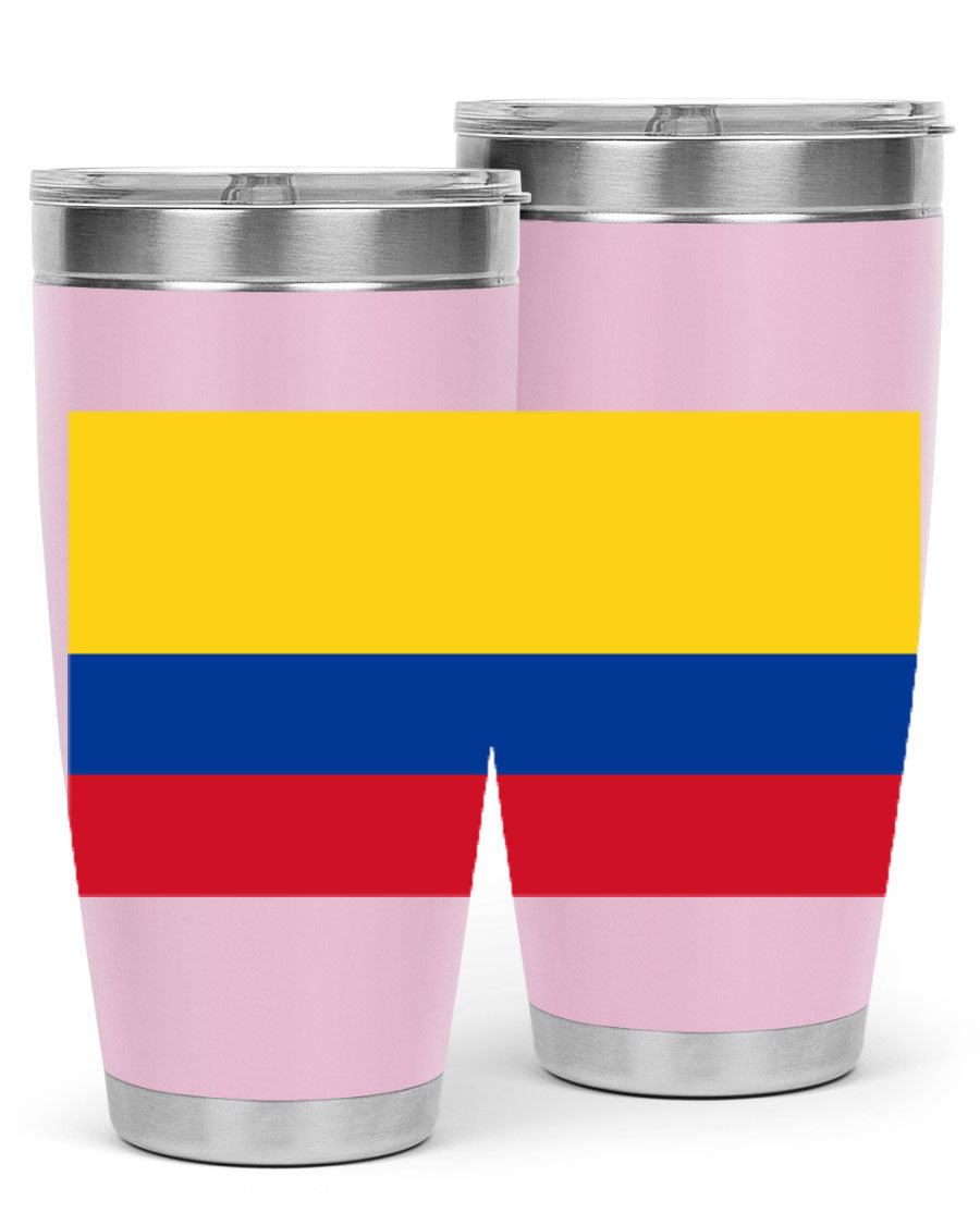 Colombia 161# Tumbler showcasing vibrant colors and double wall vacuum insulation, perfect for hot and cold beverages.