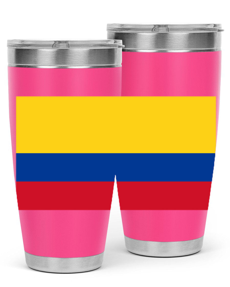 Colombia 161# Tumbler showcasing vibrant colors and double wall vacuum insulation, perfect for hot and cold beverages.