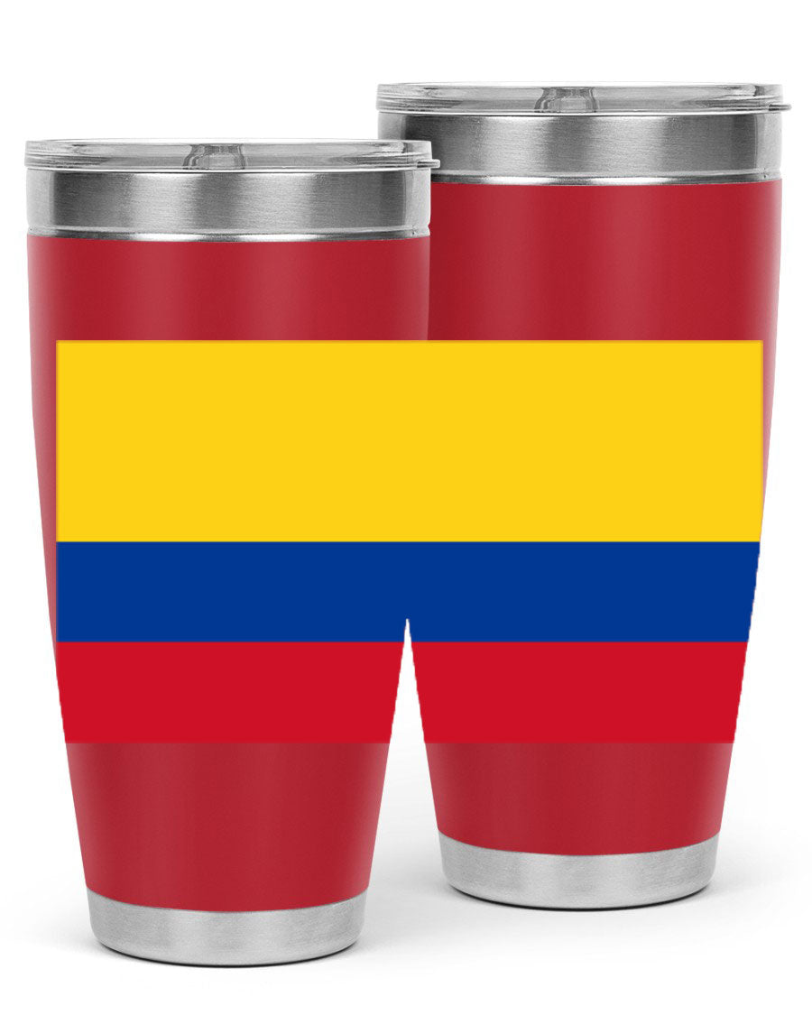 Colombia 161# Tumbler showcasing vibrant colors and double wall vacuum insulation, perfect for hot and cold beverages.