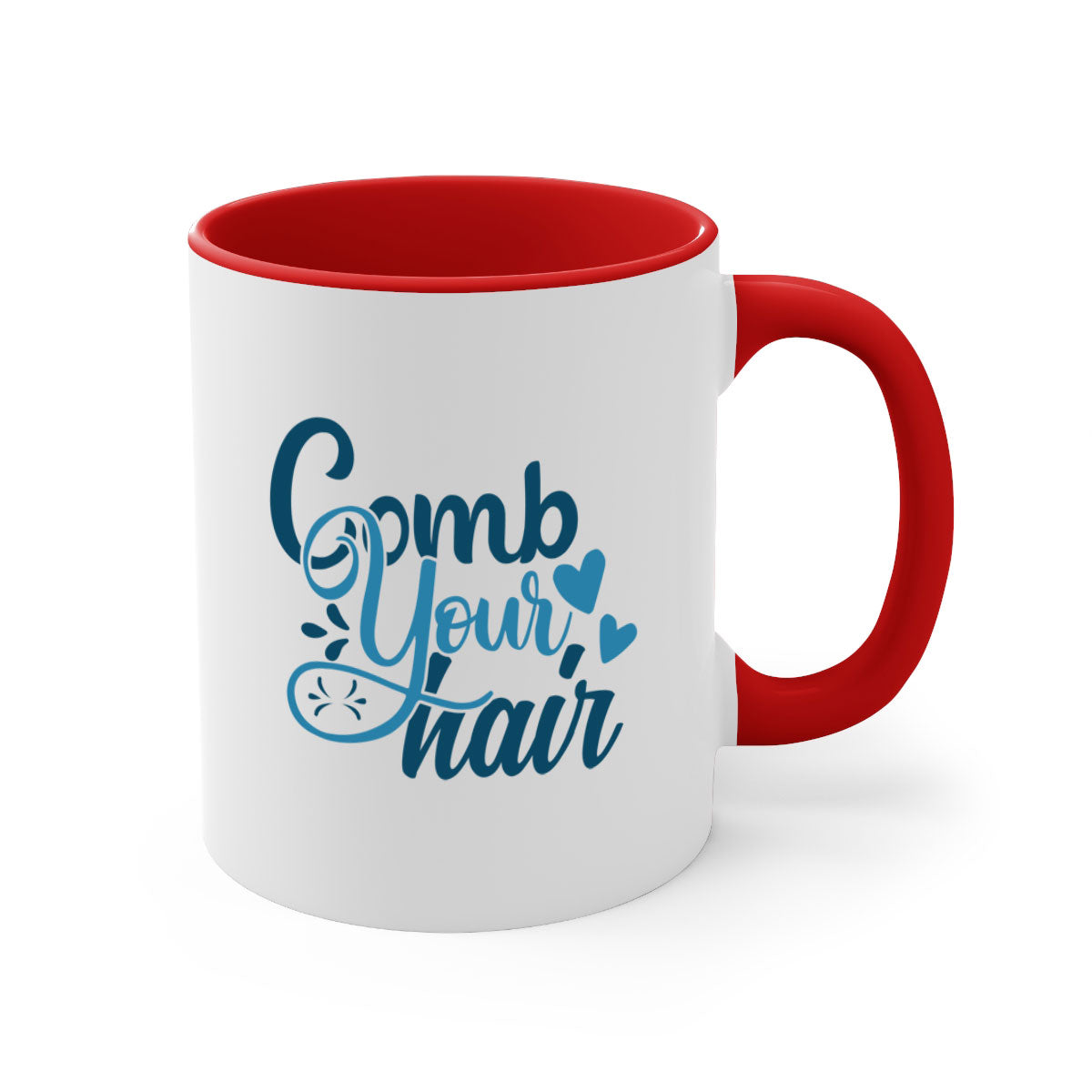 Comb Your Hair 85# Mug featuring a two-tone design with a colored handle and glossy finish, available in multiple colors.