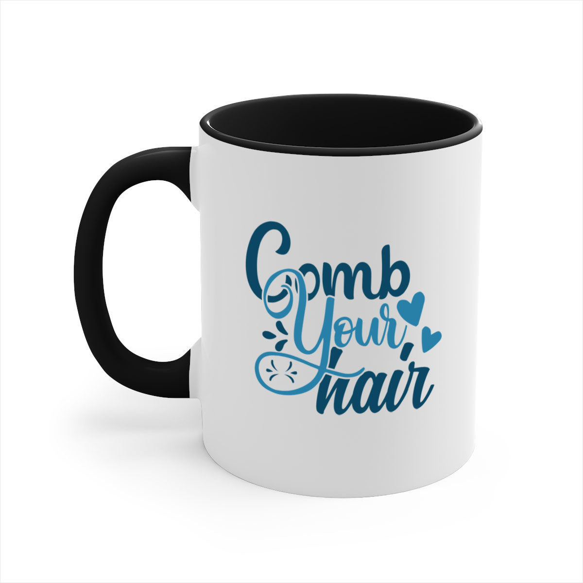 Comb Your Hair 85# Mug featuring a two-tone design with a colored handle and glossy finish, available in multiple colors.