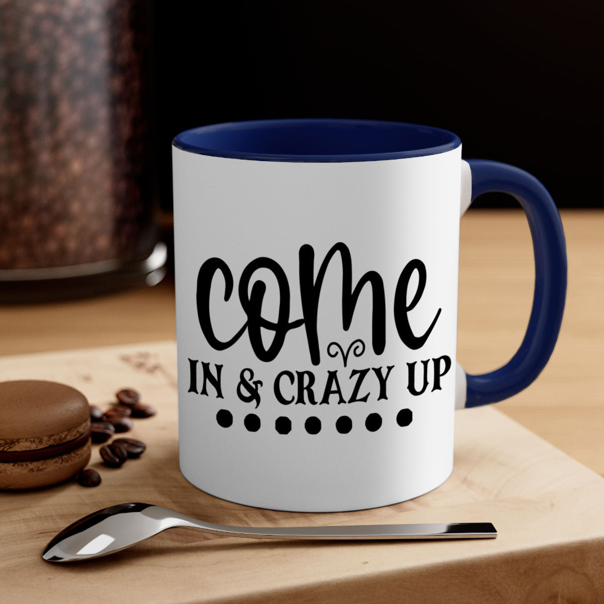 Come In Crazy Up 79# Mug featuring a glossy finish, colored handle, and interior, available in five vibrant colors.