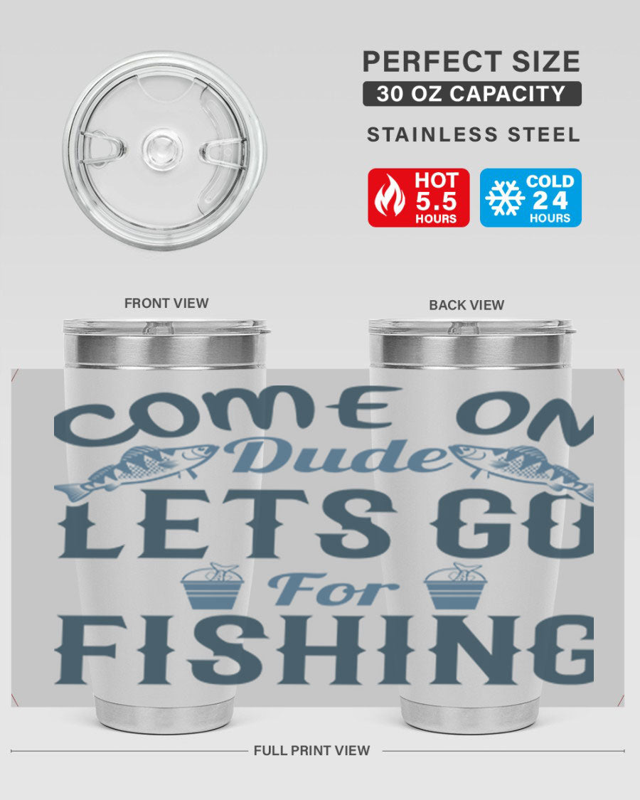 Come On Dude 171# 20oz Tumbler in stainless steel with a drink-thru lid, showcasing its sleek design and quality finish.