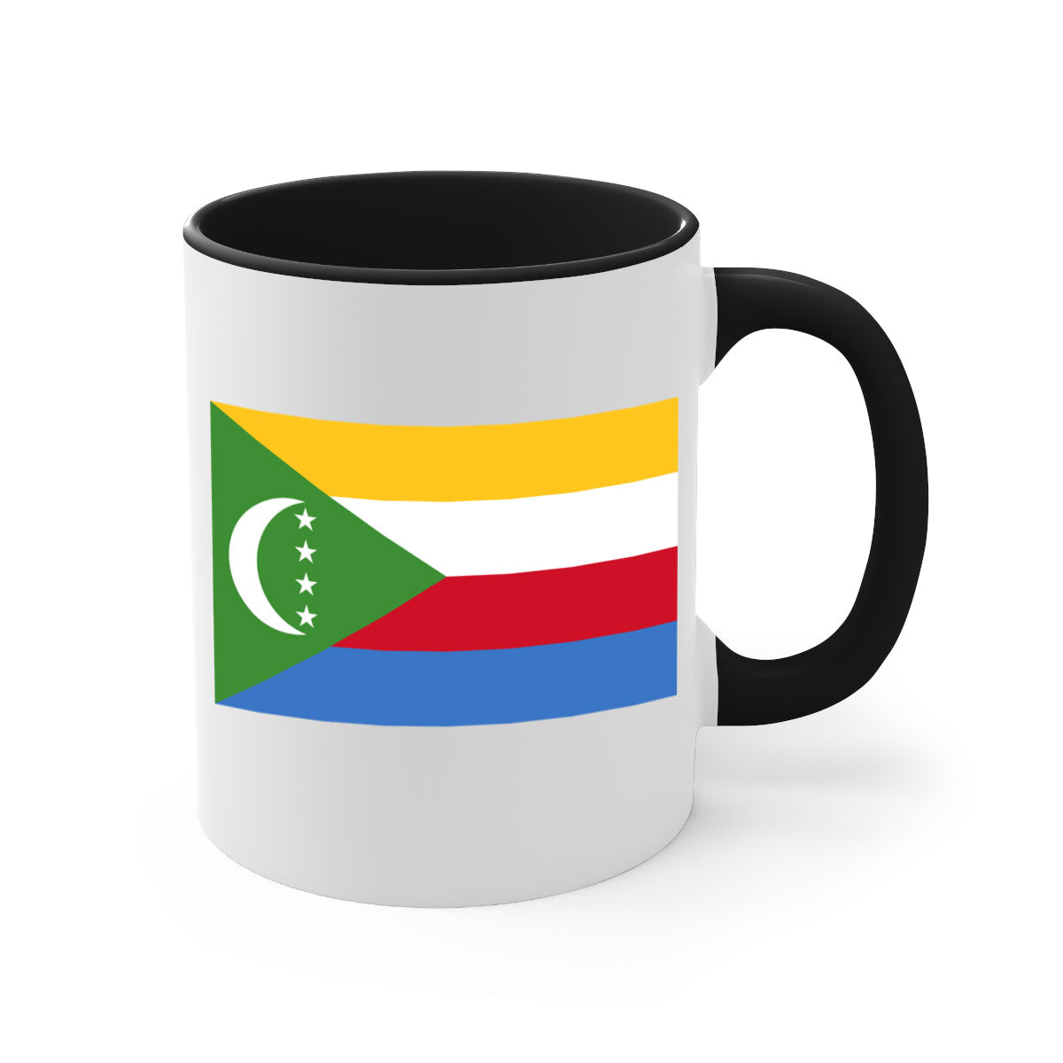 Comoros 160# Mug featuring a glossy finish with a colored handle and interior, available in multiple colors and sizes.