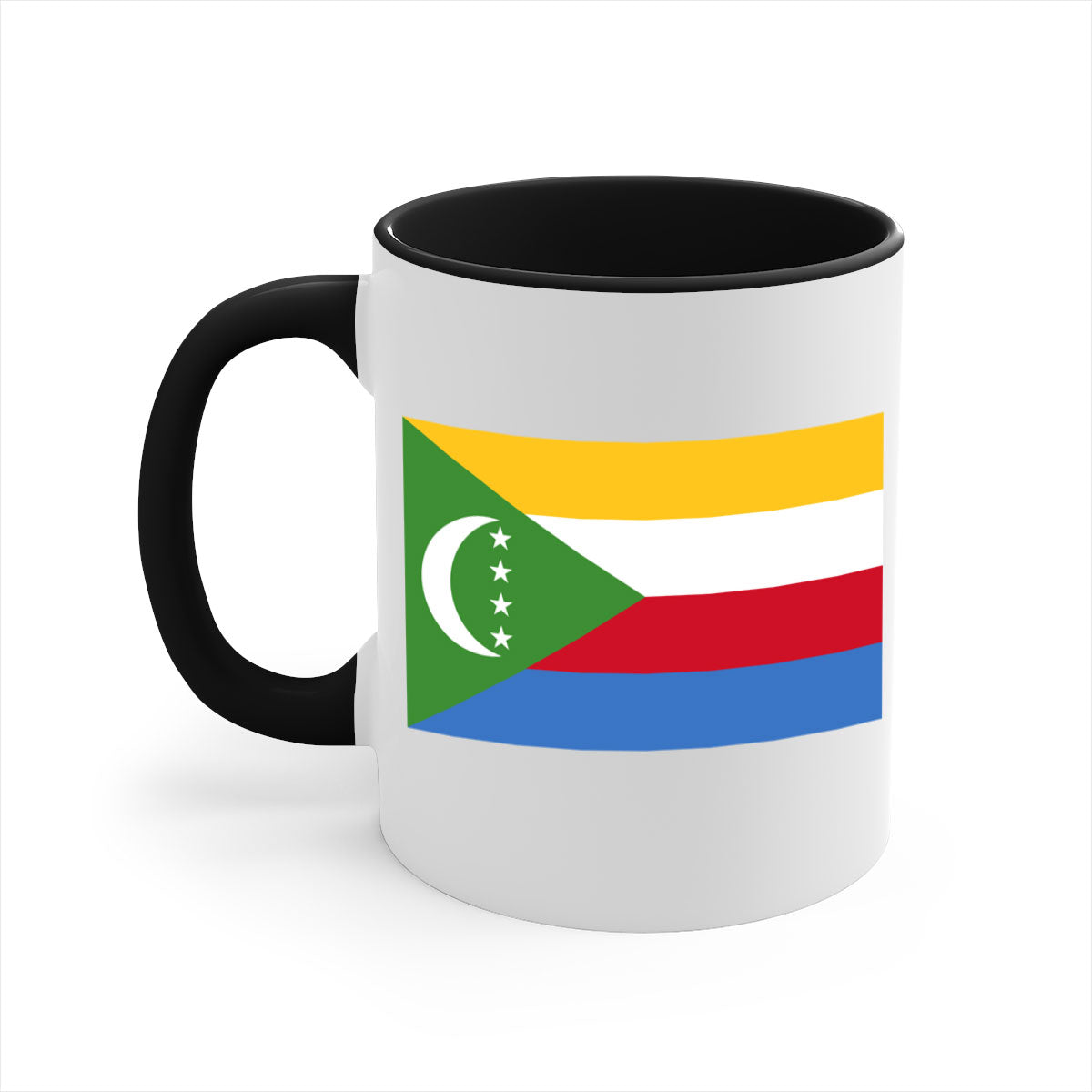 Comoros 160# Mug featuring a glossy finish with a colored handle and interior, available in multiple colors and sizes.