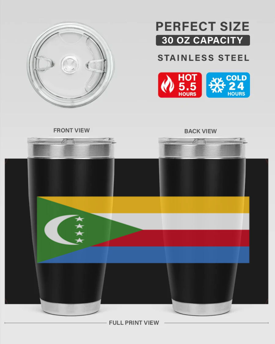 Comoros 160# Tumbler featuring double wall vacuum insulation and vibrant design, perfect for hot and cold beverages.