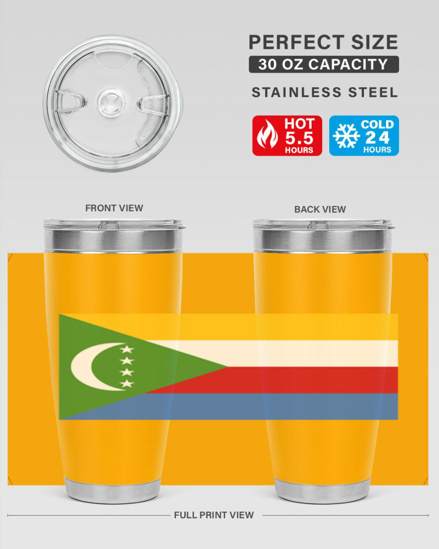 Comoros 160# Tumbler featuring double wall vacuum insulation and vibrant design, perfect for hot and cold beverages.