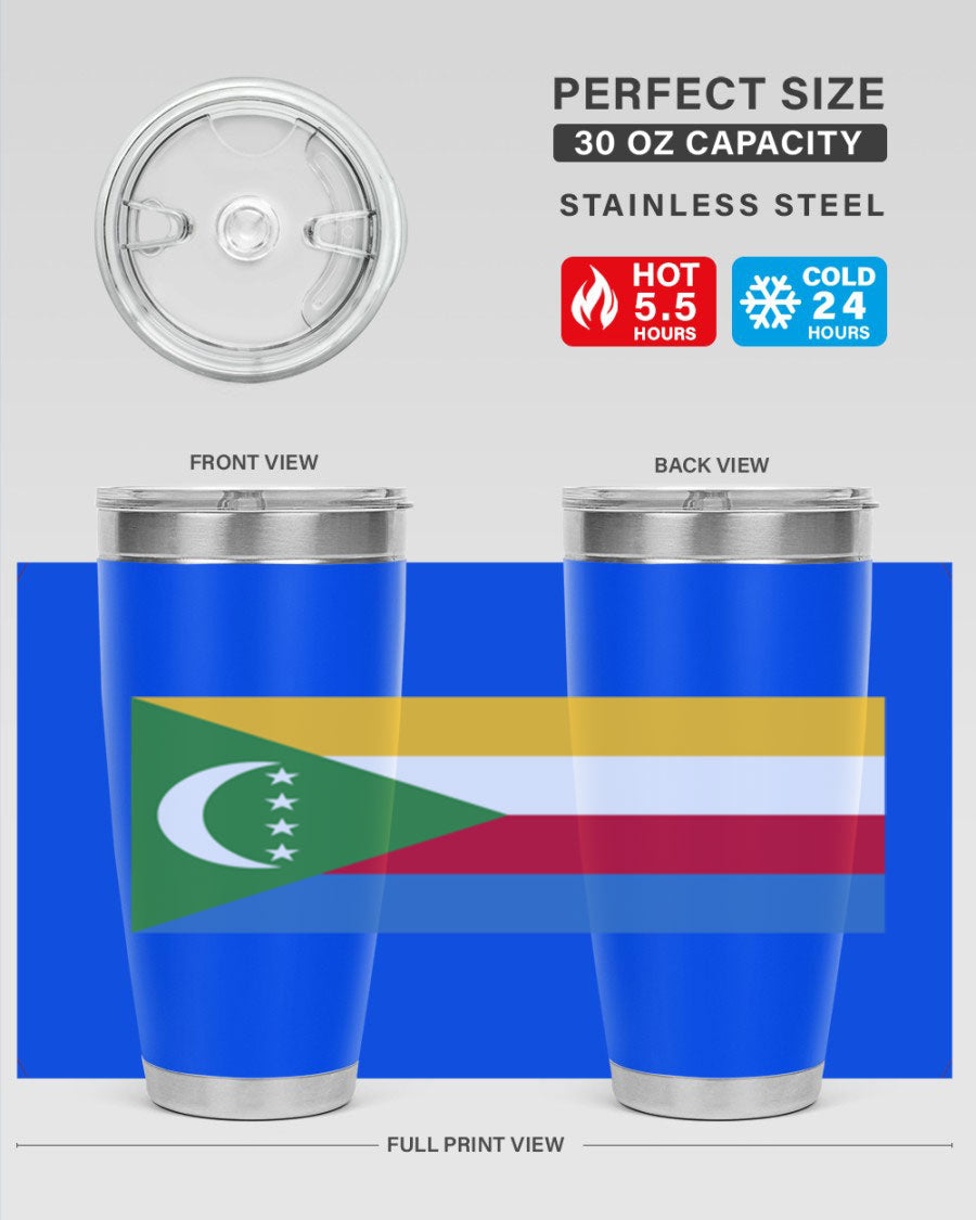 Comoros 160# Tumbler featuring double wall vacuum insulation and vibrant design, perfect for hot and cold beverages.