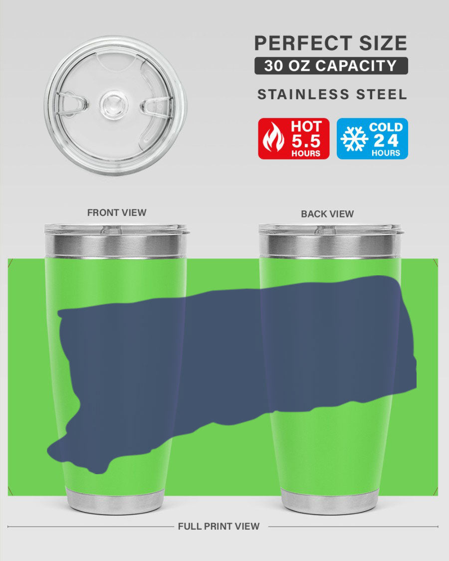 Connecticut 44# Tumbler featuring state flag design, double wall vacuum stainless steel construction, and a drink-thru lid.