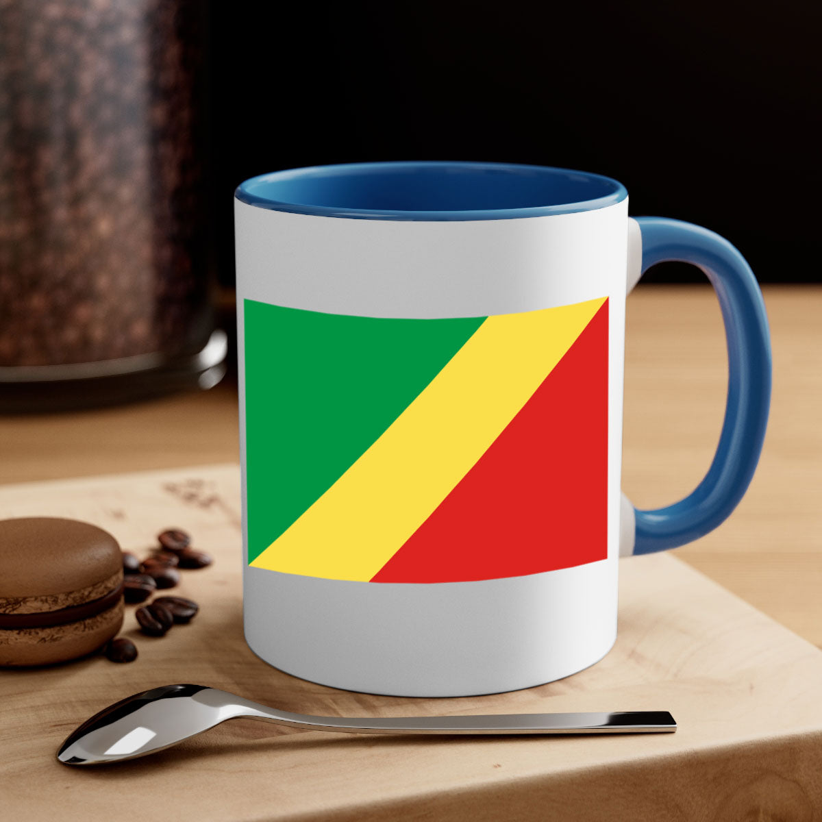 Congo Republic of the 158# Mug with colorful handle and glossy finish, perfect for coffee or tea.