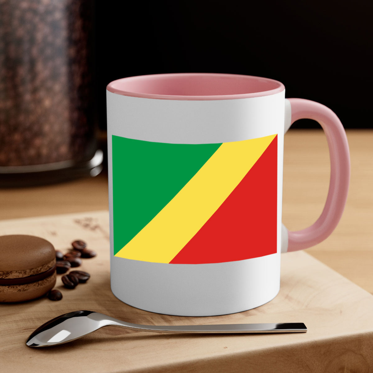 Congo Republic of the 158# Mug with colorful handle and glossy finish, perfect for coffee or tea.