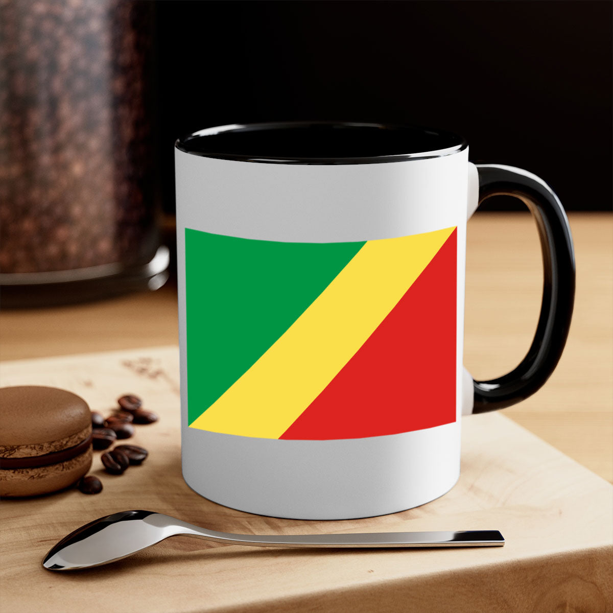 Congo Republic of the 158# Mug with colorful handle and glossy finish, perfect for coffee or tea.