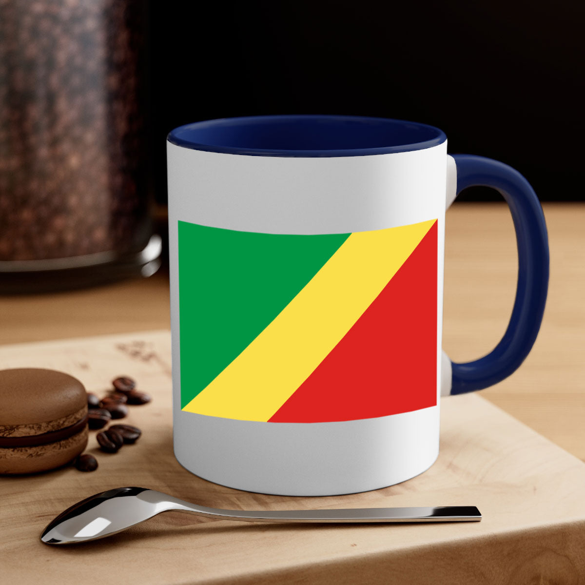 Congo Republic of the 158# Mug with colorful handle and glossy finish, perfect for coffee or tea.