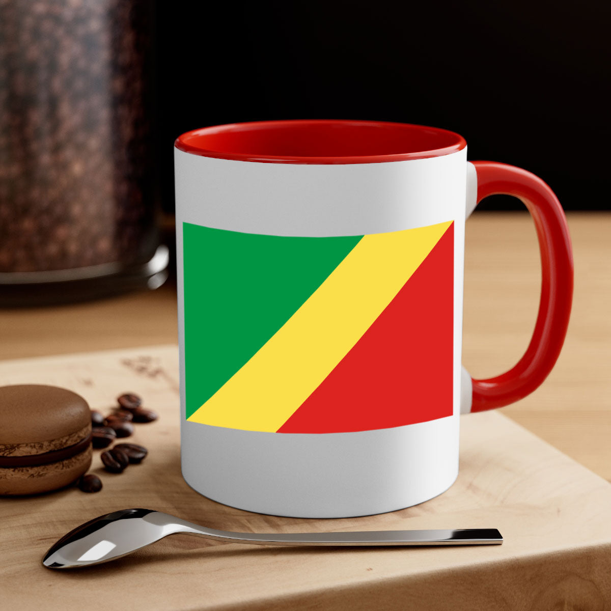 Congo Republic of the 158# Mug with colorful handle and glossy finish, perfect for coffee or tea.