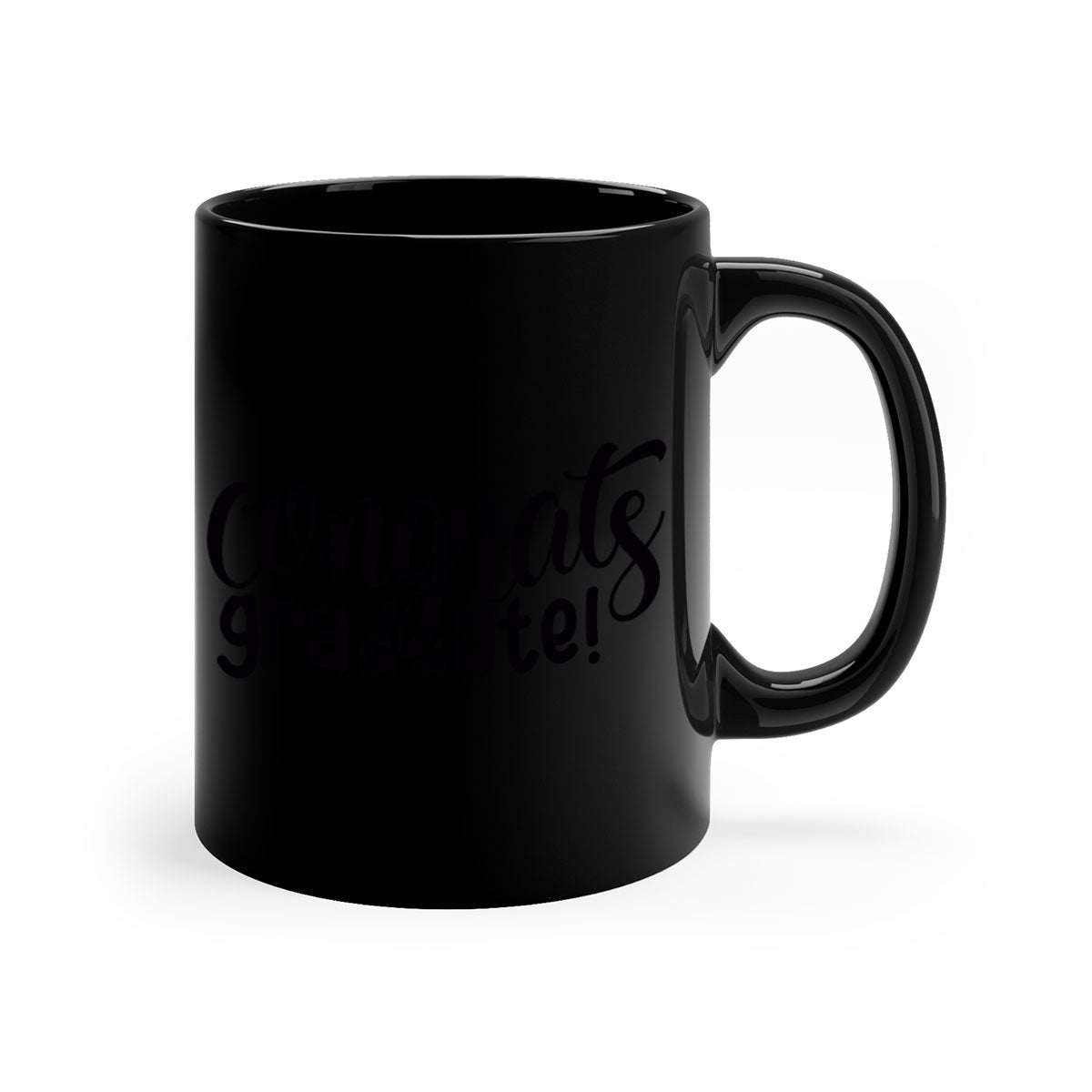 Congrats Graduate! Mug featuring a glossy finish with a colored handle and interior, available in multiple colors.