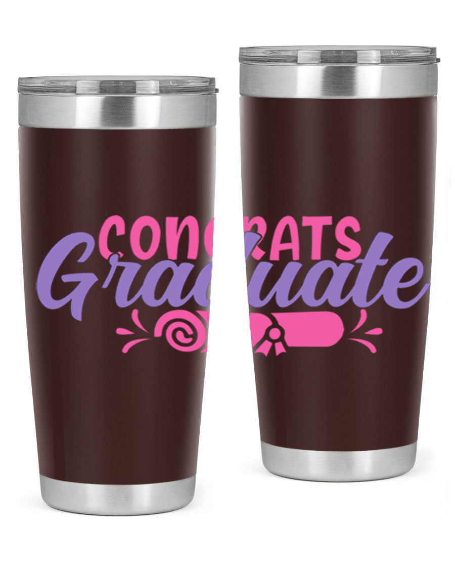 Congrats Graduate 20oz Tumbler featuring double wall vacuum insulation and a stylish design, perfect for hot and cold beverages.