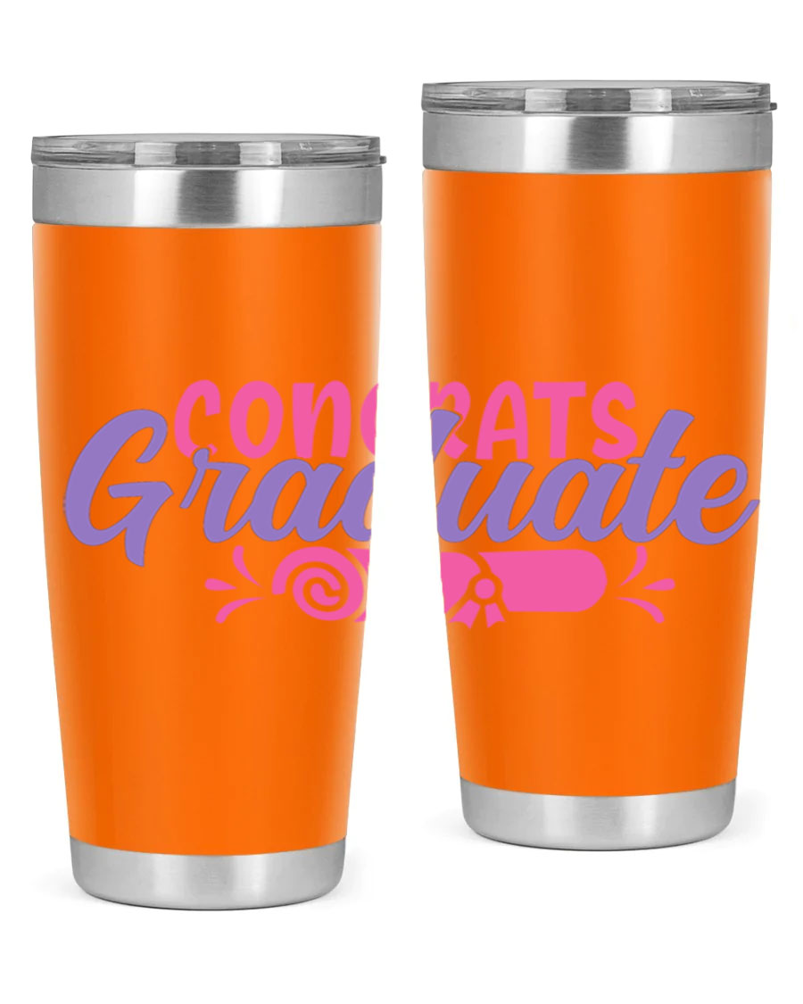 Congrats Graduate 20oz Tumbler featuring double wall vacuum insulation and a stylish design, perfect for hot and cold beverages.
