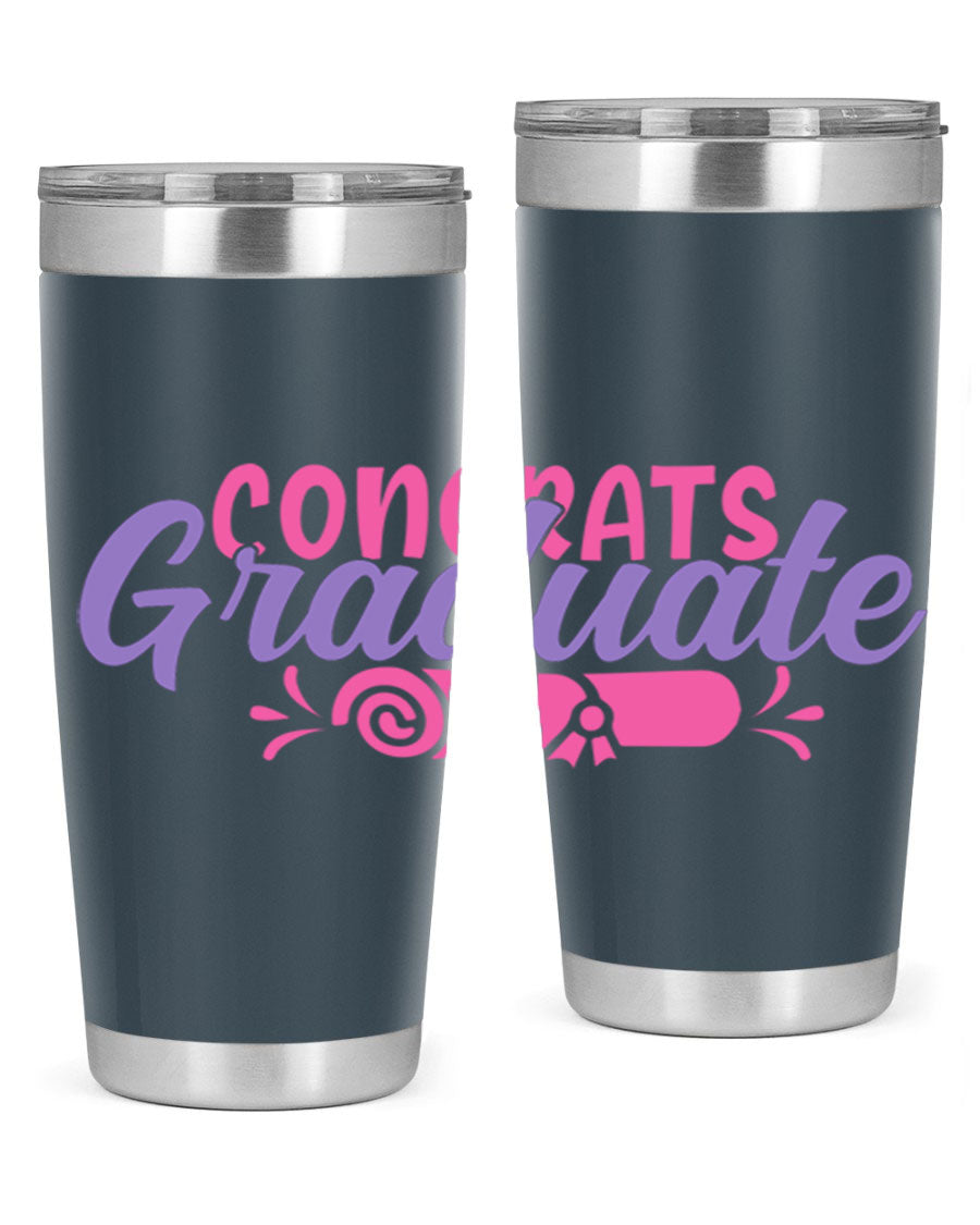 Congrats Graduate 20oz Tumbler featuring double wall vacuum insulation and a stylish design, perfect for hot and cold beverages.