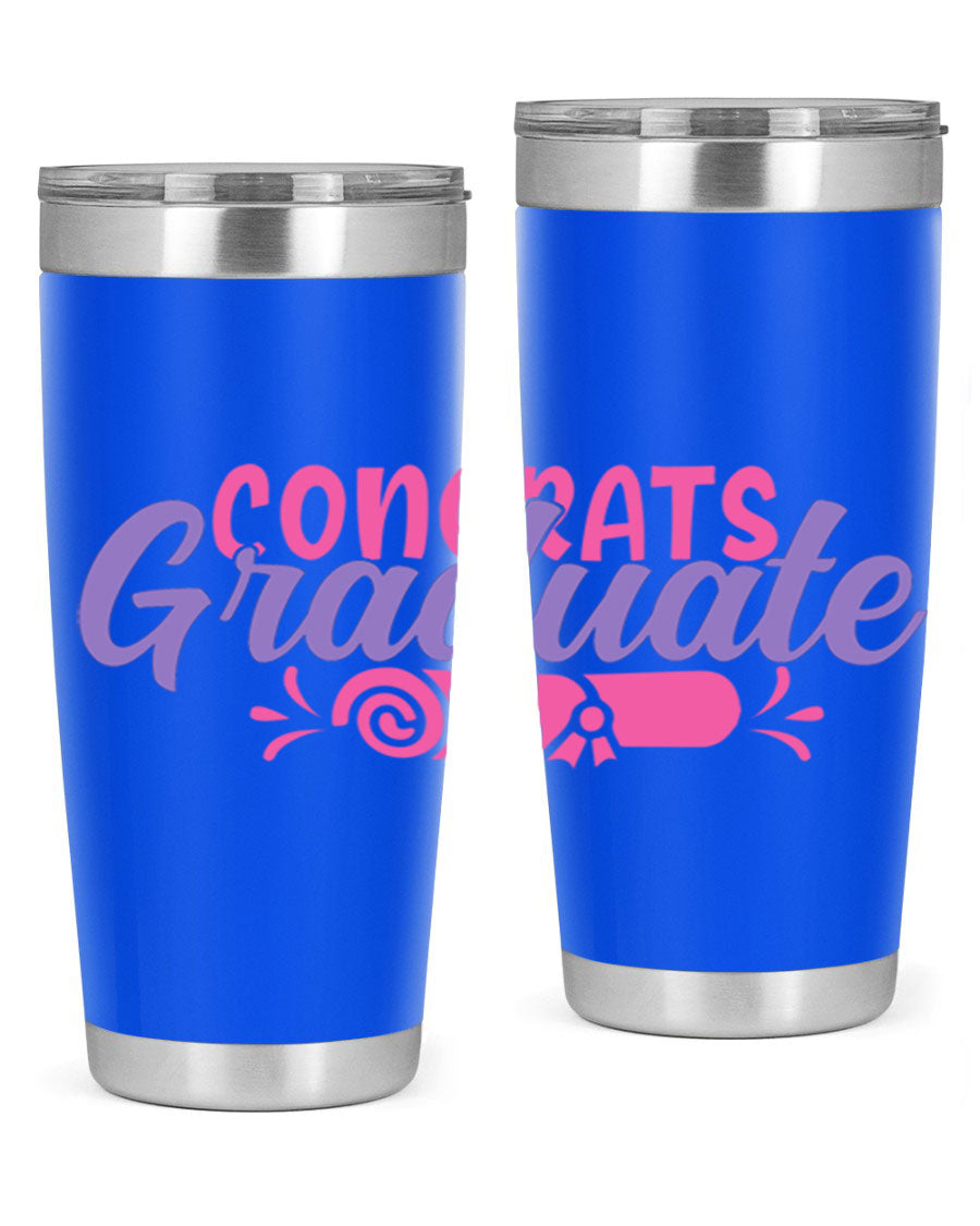 Congrats Graduate 20oz Tumbler featuring double wall vacuum insulation and a stylish design, perfect for hot and cold beverages.