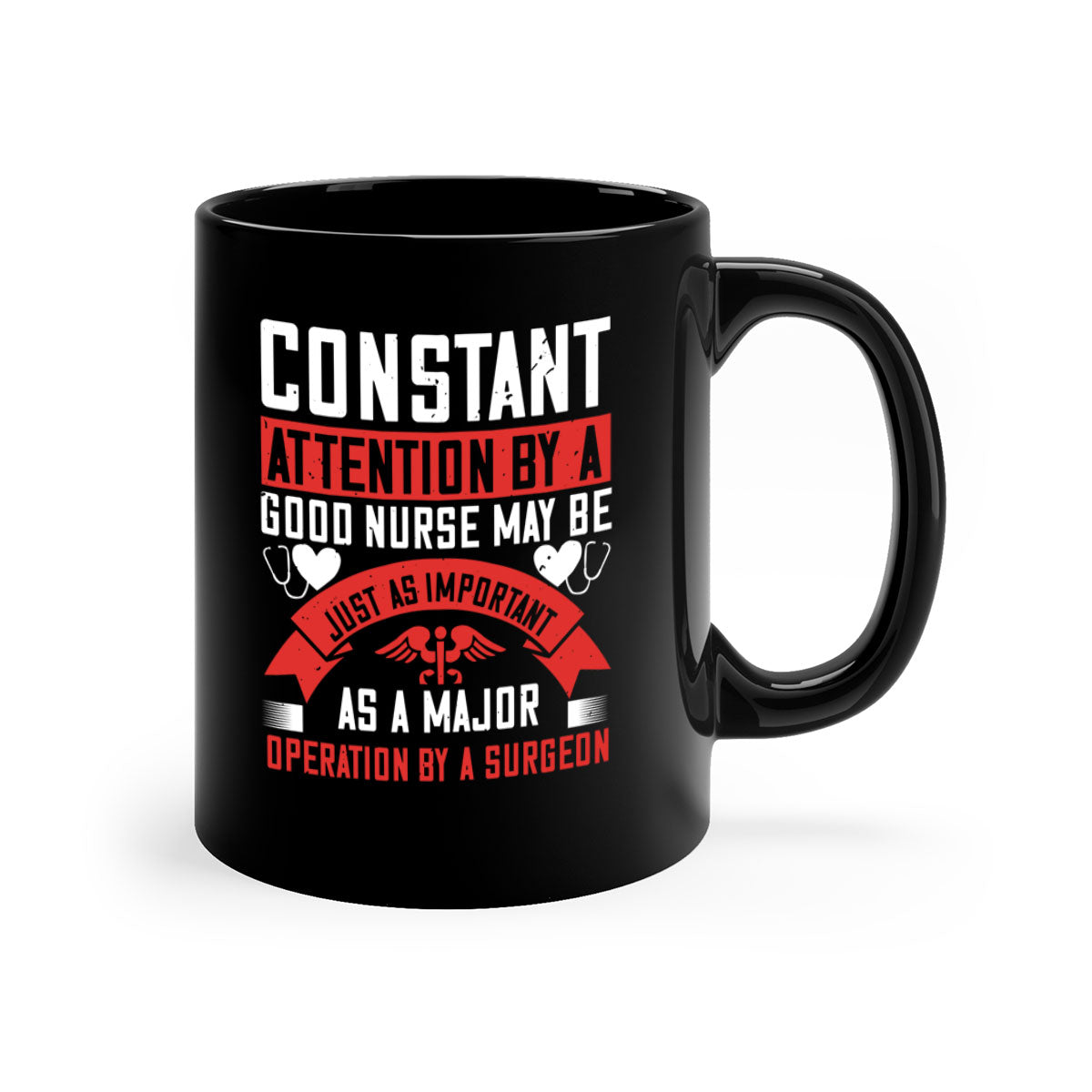 Two-tone ceramic nurse mug with colored handle and glossy finish, available in multiple colors and sizes.