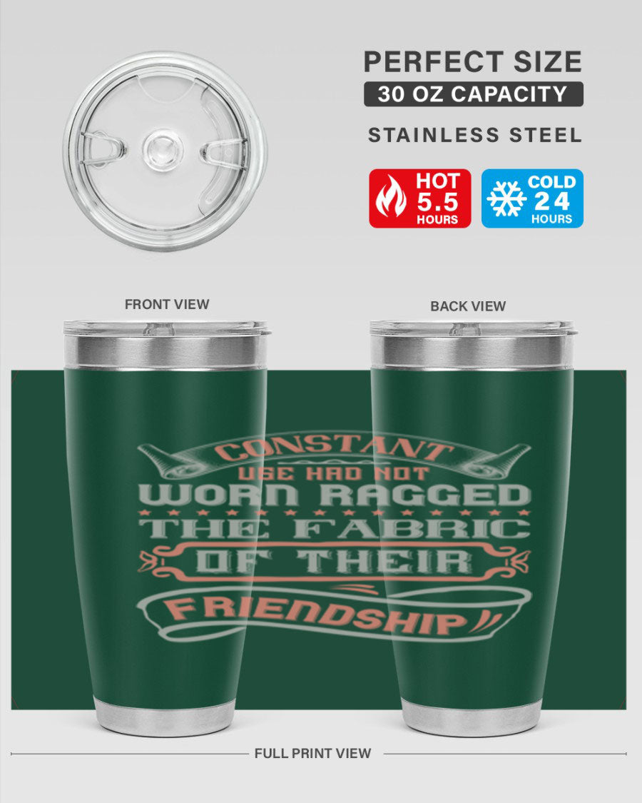 A stylish 20oz stainless steel tumbler with a double wall vacuum design, featuring a press-in lid, perfect for hot and cold beverages.