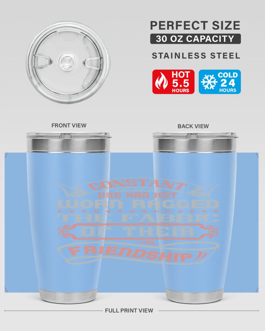 A stylish 20oz stainless steel tumbler with a double wall vacuum design, featuring a press-in lid, perfect for hot and cold beverages.