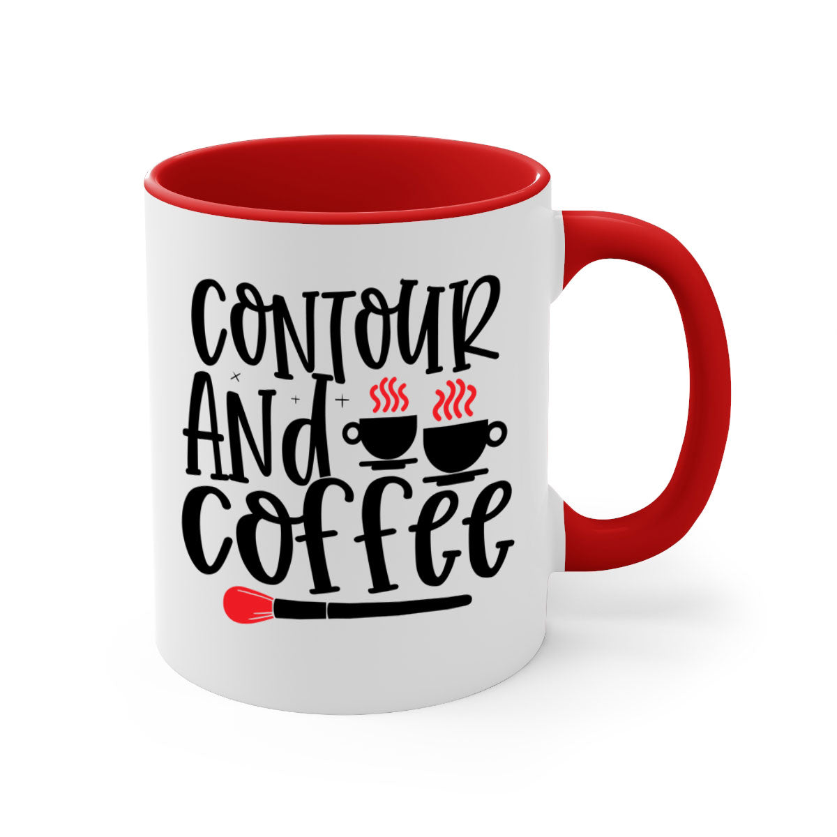 Contour And Coffee Style 242# Mug featuring a glossy finish, colored handle, and interior in five vibrant colors.